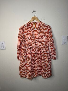 Roberta Roller Rabbit Lightweight Tunic Top Women's MD Orange White Boho